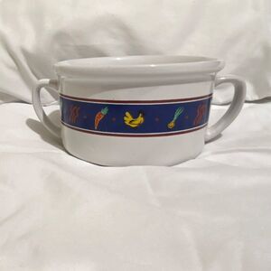 FTP White/Blue Ceramic Mug Banded Pattern Made in China Round Printed Backstamp